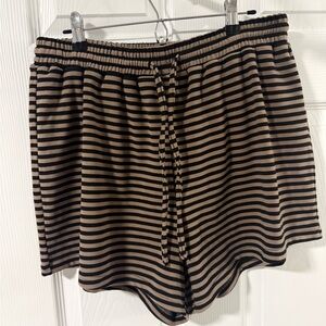 Pink Lily Black and Tan Striped Shorts